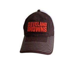 Cleveland Browns Fanatics Adjustable Trucker Hat Brown & White Mesh Back